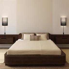 img 1 attached to 🛋️ AVV Modern Wall Sconces, 8W Wall Lamp with 3 Color Temperature Bulb (2700K, 4000K, 5000K), Plug-in Wall Light with On/Off Switch, Fabric Linen Shade, No Wiring Needed, Ideal for Bedroom (2 Pack)