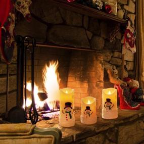 img 1 attached to 🕯️ Yinuo Candle Christmas Candle Gifts: Snowman LED Flameless Candles with Remote - Perfect Christmas Decoration Set of 3 - Battery Operated Pillar Candles with Moving Effect and Flickering Lights