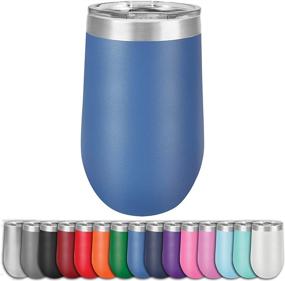 img 4 attached to Clear Water Home Goods - 16 oz Blue Stainless Steel Wine Tumbler with Lid, Stemless Vacuum Insulated Double Wall 18/8, Powder Coated