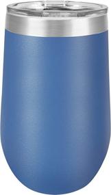 img 3 attached to Clear Water Home Goods - 16 oz Blue Stainless Steel Wine Tumbler with Lid, Stemless Vacuum Insulated Double Wall 18/8, Powder Coated