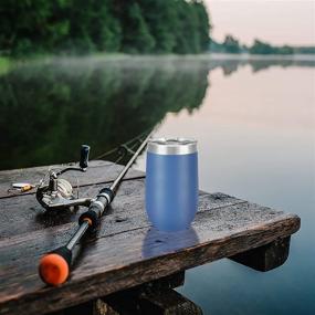 img 2 attached to Clear Water Home Goods - 16 oz Blue Stainless Steel Wine Tumbler with Lid, Stemless Vacuum Insulated Double Wall 18/8, Powder Coated