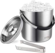 🍾 x-chef ice bucket with lid: premium 304 stainless steel for ultimate chilling at cocktail bars or parties - 3l insulated ice bucket with ice tongs for wine, beer, or champagne логотип