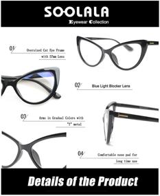 img 1 attached to 👓 Protect Your Eyes with SOOLALA Blue Light Computer Eye Glasses: Stylish Womens Cateye Glasses