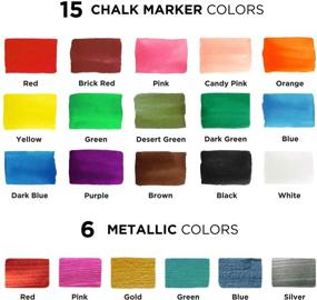 img 3 attached to 🎨 Chalkola Liquid Chalk Markers & Metallic Colors (Pack of 21) - Erasable Chalk Pens for Chalkboard, Blackboard, Window, Bistro, Car Glass, Board - Neon Paint Ink Chalkboard Markers 6mm Reversible Tip with Enhanced SEO