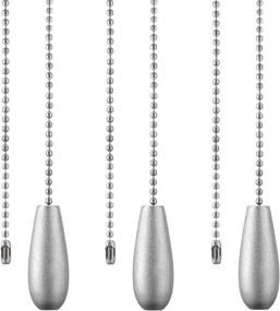 img 4 attached to 💡 3-Pack Silver Ceiling Fan Chain Pulls with Wooden Extensions for Ceiling Light/Fan Chains