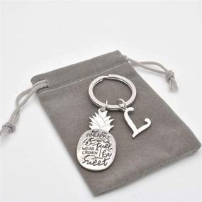 img 1 attached to HOYUNLA Pineapple Themed Initial Keychain