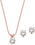 💎 mariell 14k rose gold cubic zirconia jewelry set - 2 carat round pendant with matching clip-on earrings logo