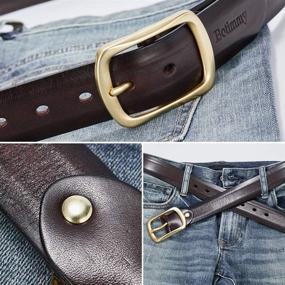 img 1 attached to Brass Buckle Leather Grain Casual Men's Accessories for Belts