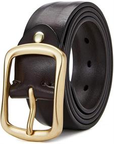 img 3 attached to Brass Buckle Leather Grain Casual Men's Accessories for Belts