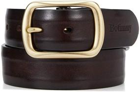 img 4 attached to Brass Buckle Leather Grain Casual Men's Accessories for Belts