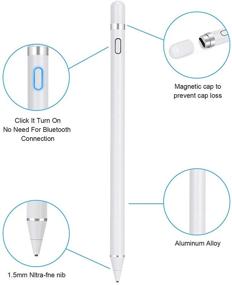 img 2 attached to Перезаряжаемая тонкая смарт-ручка для сенсорных экранов с толщиной кончика 1,5 мм - совместима с iPad и большинством планшетов (белый 1)