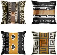 rouihot set of 4 throw pillow cover: african tribal mud cloth inspired earth colors for geometric home decor on sofa bed couch логотип