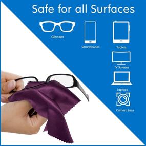 img 1 attached to Premium Microfiber Cleaning Cloths 12-Pack: Compact, Individual Vinyl Pouches, Ideal for Eyeglasses, Phone, Screens, Electronics, Camera Lens Cleaning - Purple
