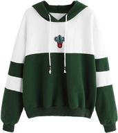 👚 sweatyrocks long sleeve colorblock pullover fleece hoodie sweatshirt for women - top logo