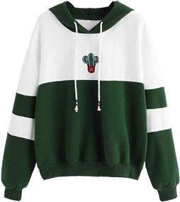 img 1 attached to 👚 SweatyRocks Long Sleeve Colorblock Pullover Fleece Hoodie Sweatshirt for Women - Top