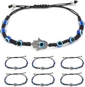 img 4 attached to 🔮 Kelistom 6-Piece Evil Eye/Hamsa Hand Kabbalah String Bracelets Set - Handcrafted Red, Black, Blue Braided String Bracelets for Women, Men, Boys, and Girls - Amulet Bracelets for Protection and Good Luck