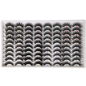 img 3 attached to 👁️ Wholesale Bulk 40 Pairs 3D Natural False Mink Eyelashes | Long, Fluffy, Voluminous | 15-20mm Length | Reusable Makeup Lashes in 8 Styles | Thick, Wispy Eye Lashes Pack by Yawamica - Enhance Your Look!