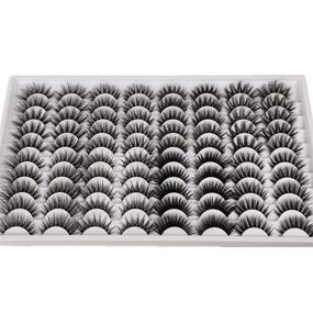 img 4 attached to 👁️ Wholesale Bulk 40 Pairs 3D Natural False Mink Eyelashes | Long, Fluffy, Voluminous | 15-20mm Length | Reusable Makeup Lashes in 8 Styles | Thick, Wispy Eye Lashes Pack by Yawamica - Enhance Your Look!