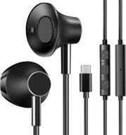 🎧 premium usb type c earbuds with microphone, enhanced bass and volume control - compatible with samsung, google pixel, xiaomi, huawei and more! logo