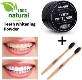 img 3 attached to AZDENT Активированный уголь для отбеливания зубов в порошке и натуральная зубная паста с 2 зубными щетками из бамбука для отбеливания зубов взрослых