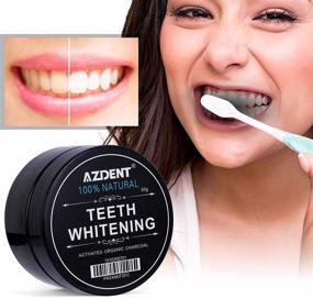 img 1 attached to AZDENT Активированный уголь для отбеливания зубов в порошке и натуральная зубная паста с 2 зубными щетками из бамбука для отбеливания зубов взрослых