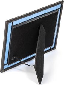 img 1 attached to 🖼️ Blue Stained Glass Picture Frame with Easel Back - 4x6 Photo Display for Home Decor, Graduation Gift - Horizontal or Vertical Orientation - Ideal for Women or Men, Family Vacation Pic - Item 324-46HV