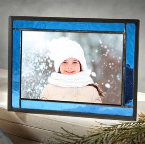 img 3 attached to 🖼️ Blue Stained Glass Picture Frame with Easel Back - 4x6 Photo Display for Home Decor, Graduation Gift - Horizontal or Vertical Orientation - Ideal for Women or Men, Family Vacation Pic - Item 324-46HV