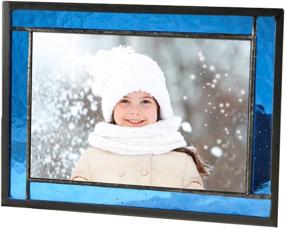 img 4 attached to 🖼️ Blue Stained Glass Picture Frame with Easel Back - 4x6 Photo Display for Home Decor, Graduation Gift - Horizontal or Vertical Orientation - Ideal for Women or Men, Family Vacation Pic - Item 324-46HV