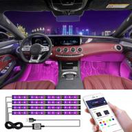 🚗 chdzkedi interior car lights: usb multicolor music led strip, waterproof underdash lighting kits with sound activation and app control for car - 4pcs 48 led, dc 12v logo