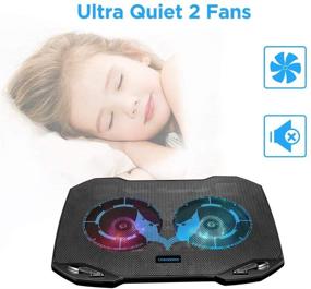 img 3 attached to 🖥️ 2020 Laptop Cooling Pad with 2 Quiet Big Fans, RGB 7 Color Light Change, Portable USB Stand - Suitable for 11 to 15.6 Inch Gaming Laptops, Slim and Easy to Carry for Working, Study, Outdoor Travel