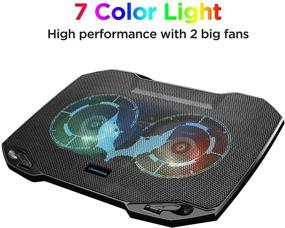 img 2 attached to 🖥️ 2020 Laptop Cooling Pad with 2 Quiet Big Fans, RGB 7 Color Light Change, Portable USB Stand - Suitable for 11 to 15.6 Inch Gaming Laptops, Slim and Easy to Carry for Working, Study, Outdoor Travel