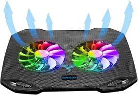 img 4 attached to 🖥️ 2020 Laptop Cooling Pad with 2 Quiet Big Fans, RGB 7 Color Light Change, Portable USB Stand - Suitable for 11 to 15.6 Inch Gaming Laptops, Slim and Easy to Carry for Working, Study, Outdoor Travel