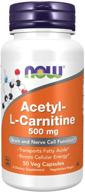 🧠 улучшите работу мозга с помощью добавки acetyl-l carnitine 500 mg от now foods – 50 вегетарианских капсул логотип