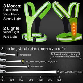 img 3 attached to 🏃 Geyoga 2-Pack LED Reflective Running Vest - High Visibility Light Vest with Adjustable Elastic Belt Straps - Safety Waterproof Light Reflective Vests for Men Women - Ideal for Night Running and Cycling