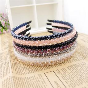 img 3 attached to 💎 Bling Bling Double Rows Crystal Rhinestone Headband for Casualfashion: A Chic Hair Accessory for Women and Girls, with Thin Hair Hoop Fashion – 6Pcs