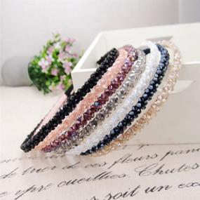 img 2 attached to 💎 Bling Bling Double Rows Crystal Rhinestone Headband for Casualfashion: A Chic Hair Accessory for Women and Girls, with Thin Hair Hoop Fashion – 6Pcs