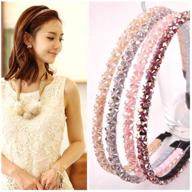 💎 bling bling double rows crystal rhinestone headband for casualfashion: a chic hair accessory for women and girls, with thin hair hoop fashion – 6pcs logo