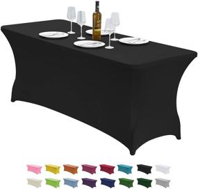 img 4 attached to CWK Rectangular Resistant Stretchable Tablecloth