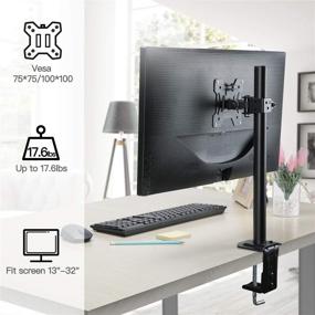 img 1 attached to 💻 HUANUO Single Monitor Stand – Adjustable Height, Tilt, Swivel & Rotation – LCD Computer Monitor Mount Stand for 13-32 inch Screens – Supports up to 17.6lbs