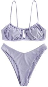 img 4 attached to 👙 ZAFUL Womens Ribbed Ruched Swimwear: Fashionable Women's Clothing for the Beach