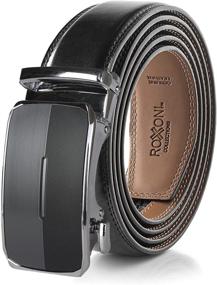 img 4 attached to 👔 Upgrade Your Style with Roxoni's Genuine Automatic Textured Enclosed Men's Belts