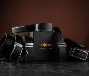 img 1 attached to 👔 Upgrade Your Style with Roxoni's Genuine Automatic Textured Enclosed Men's Belts