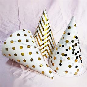 img 3 attached to 🎉 Shimmering Gold Birthday Party Hats - Set of 12 Assorted Designs