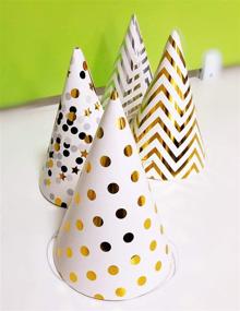 img 1 attached to 🎉 Shimmering Gold Birthday Party Hats - Set of 12 Assorted Designs