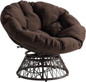 img 4 attached to 🪑 OSP Home Furnishings Brown Wicker Papasan Chair - 360-Degree Swivel with Brown Cushion