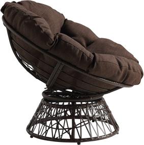 img 3 attached to 🪑 OSP Home Furnishings Brown Wicker Papasan Chair - 360-Degree Swivel with Brown Cushion