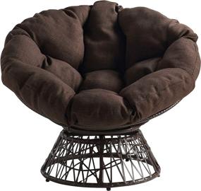 img 1 attached to 🪑 OSP Home Furnishings Brown Wicker Papasan Chair - 360-Degree Swivel with Brown Cushion