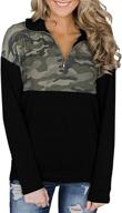 👚 women's long sleeve quarter zip pullover - stand collar sweatshirts with pocket, solid casual tunic tops (sizes s-3xl) logo