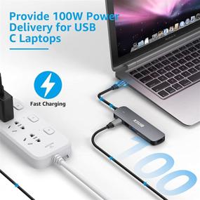 img 1 attached to 7-in-1 USB C Multiport Adapter with HDMI 4k Output, 100W PD Charging, Thunderbolt 3 Hub, USB 3.0 Ports, TF/SD - Compatible with MacBook Pro, Air, HP, XPS, and More Type C Devices