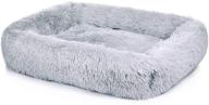 zhebu fluffy calming dog bed: faux fur anti-anxiety bed for medium to large dogs & cats - washable, self-warming, and long plush - clearance offer logo